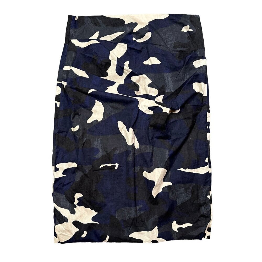 Samantha Sung Blue Black Grey Camo Cotton Designer Pencil Skirt Women's Size 4